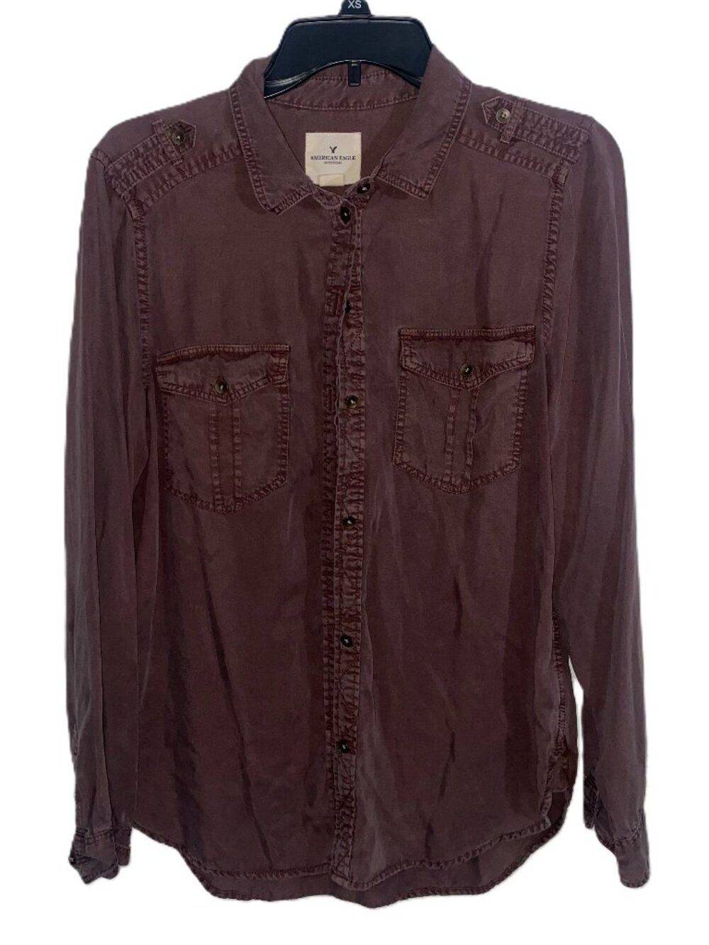 Y2K Grunge Washed Mauve Button Up Shirt Vintage Streetwear American Eagle M